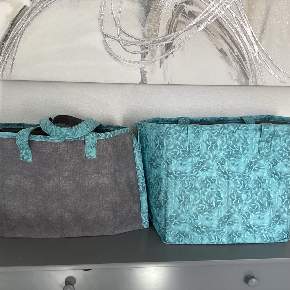 Teal and Gray Tote Bags